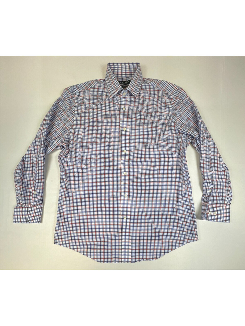 Lauren Ralph Lauren Men L 16 32/33 Plaid Supima Cotton Dress Shirt